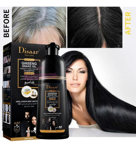 Shampoo Tinte Negro Para Cabello Barba Bigote