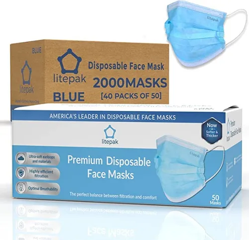 Litepak Pcs Premium Mascarilla Desechable Suave 3ply Nariz .