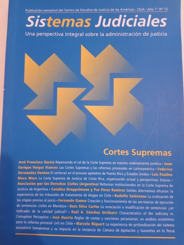 Sistemas Judiciales. Cortes Supremas. Año 7 N° 13