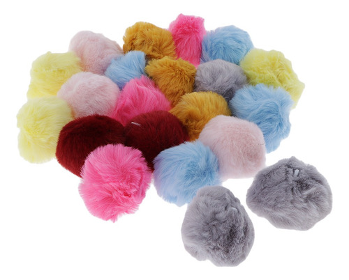 Imagen 1 de 12 de 20 Unids Esponjosa Piel Sintética Pompón Bola Llavero Para