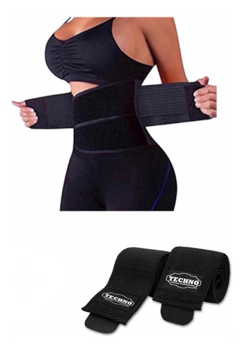 Faja Tres Velcros + Vendas Para Rodillas Gym Pack