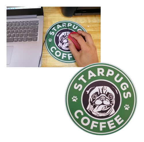 Mouse Pad Comedia Coffee Starpugs Color Verde Oscuro Diseño Impreso Starpugs Coffee