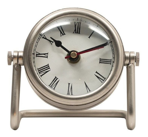 Small Desk Shelf Clock 4.3  Aluminum W/ Pewter Finish Tr Ccj