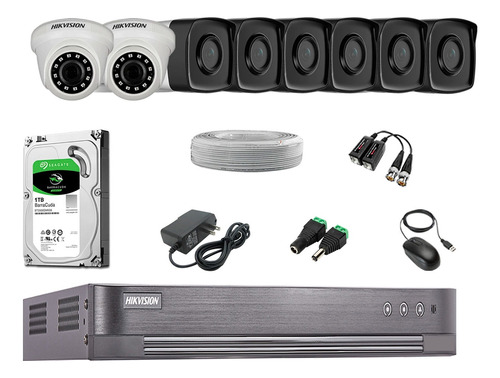 Kit 8 Cámaras De Seguridad It3f Hikvision Full Hd 1tb 40m Ir