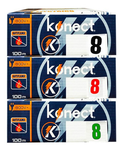 Imagen 1 de 1 de Kit 3 Cables Electrico Cca Calibre 8 Negro, Verde Y Rojo