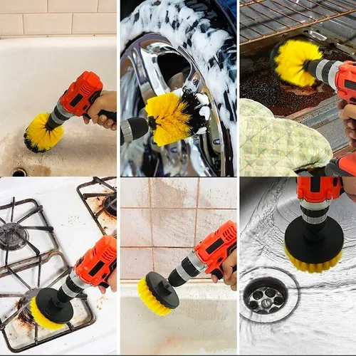 Kit De 3 Cepillos Para Taladro Pulidora Limpieza Auto Tapiz