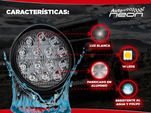 Imagen 5 de 9 de Faros 14 Led Auxiliar Universal Redondos 4x4