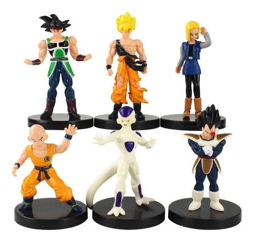 Kit 6 Action Figure Dragon Ball Z Goku Kuririn Vegeta Freeza