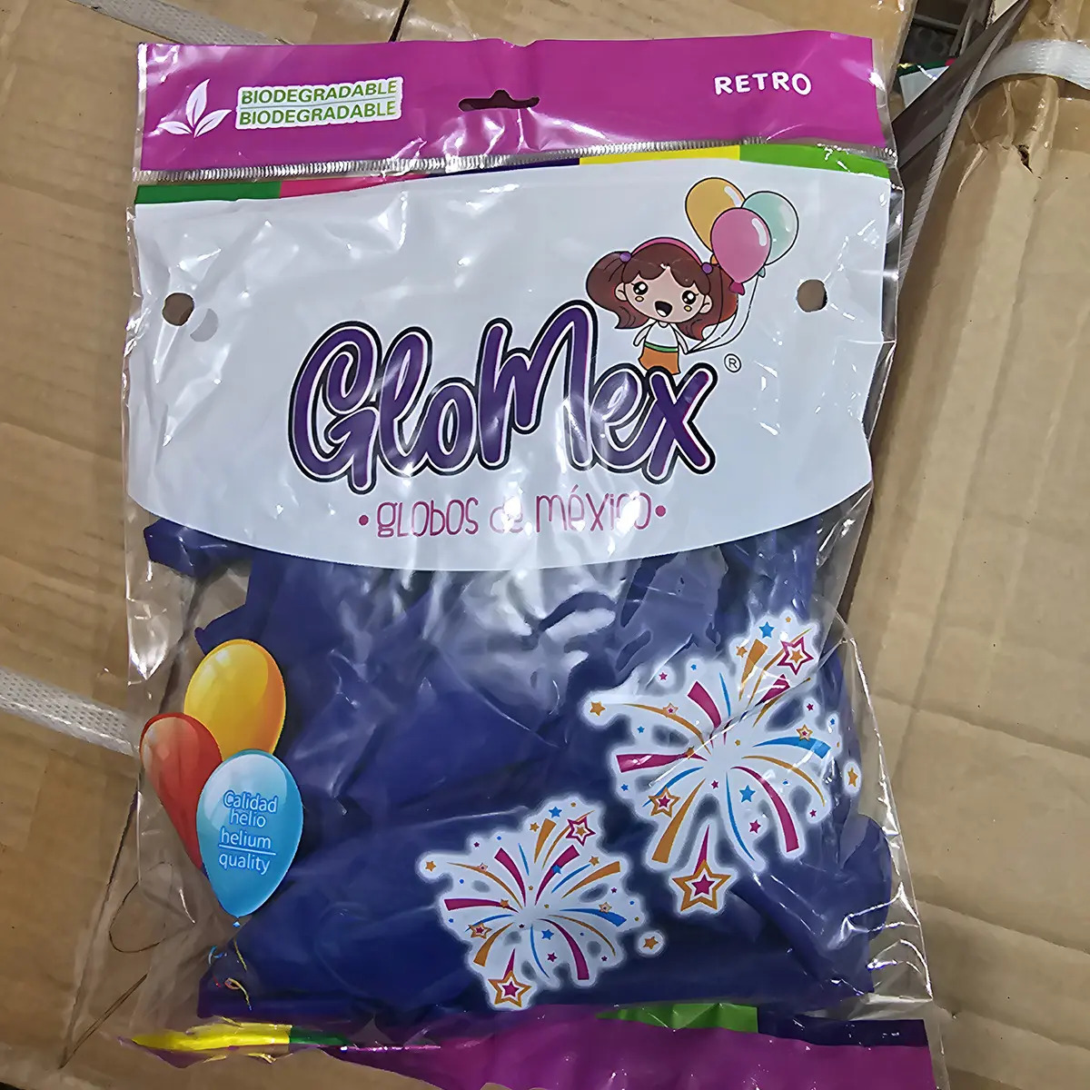 Globos de Látex Glomex para Celebraciones, Pack de 25 Unidades en Azul Rey de 18"