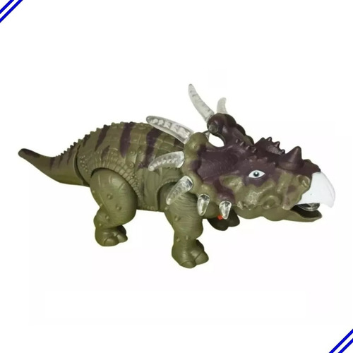 Juguete con forma de dinosaurio, con movimiento de luz y sonido, color gris, personaje de Triceratops