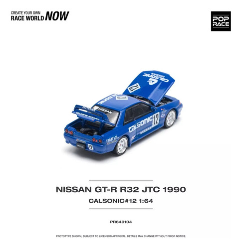 Pop Race Nissan Gtr R32 Jtc 1990 Calsonic Pr64-104 1/64 Color Azul