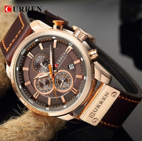 Relógio Masculino Curren Esporte Pulseira De Couro Original