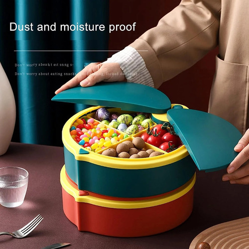 Contenedor De Alimentos Frutas Con 4 Espacios Prácticos Azul Petróleo