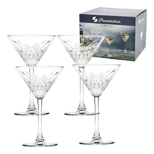 Set de 4 copas de cóctel Martini Pasabahce Timeless, 230 ml