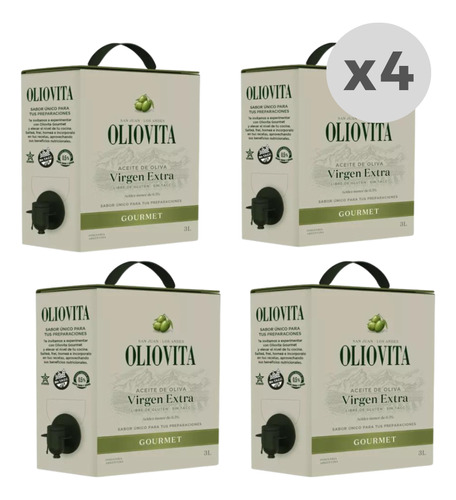 Aceite De Oliva Oliovita Bag In Box 3lts X 4 Unidades