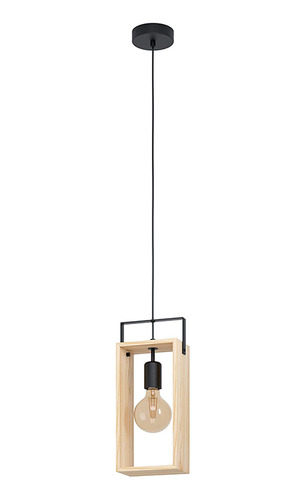 Colgante Rect. Acero Negro/madera 1xe27 Famborough