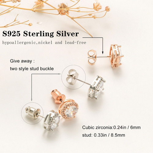 Arete Oro Cubic Zirconia 18k Diamante Hombre/mujer(2pares)
