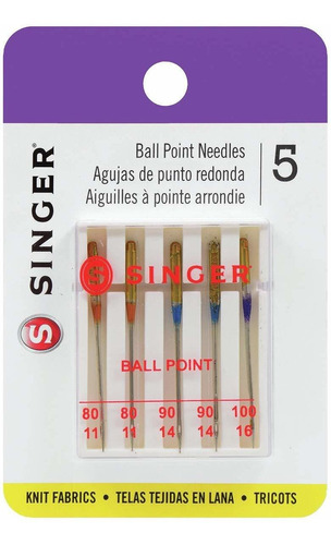 Aguja Universal Para Maquina Punta Bola Tamaño Surtido 5