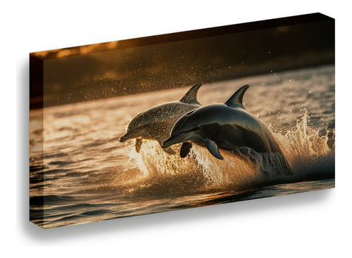 Cuadro Lienzo Canvas Delfines Orilla Salto Comedor 60*80cm