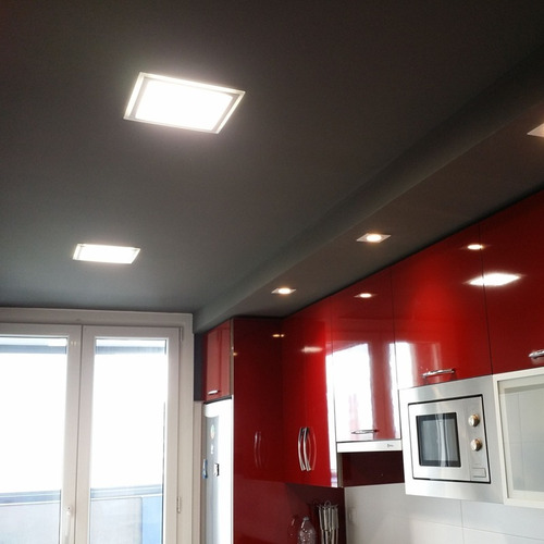 Imagen 7 de 10 de Panel Embutir Led 12w Cuadrado Marco Blanco Ø17cm