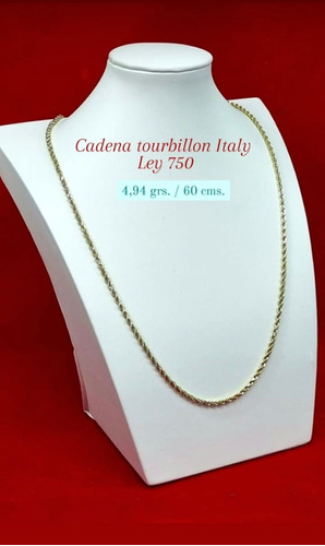 Cadena Torbillón Oro Italiano 750 60cm