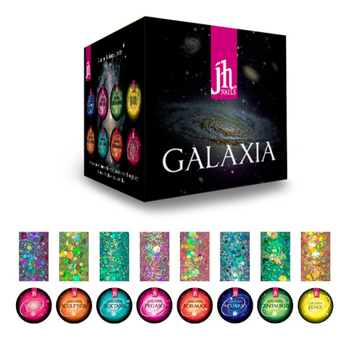 Colección Galaxia De 8 Polvos 1/4 Oz Con Elementos Jhnails
