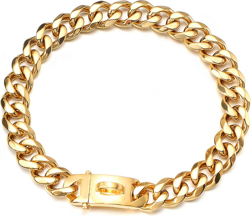 Aiyidi Collares De Cadena De Perro De Oro Fuerte Collar De P