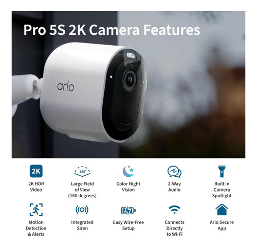 Câmera Spotlight Arlo Pro 5s Sem Fio Com Visão Noturna