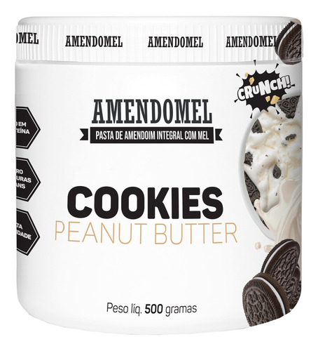 Amendomel pasta de chocolate branco com cookies 500g