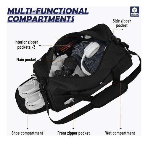 Bolsa De Gimnasio Con Compartimento Para Zapatos Y Húmedos -