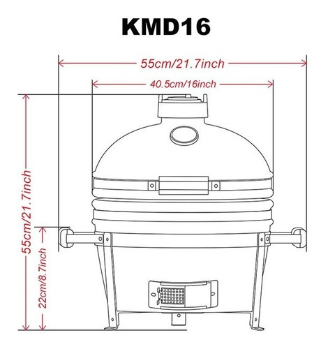Imagen 8 de 9 de Horno Parrila Asador Kamado Mini 16 Ahumador Ceramica Color