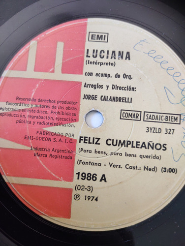 Vinilo Single Luciana Feliz Cumpleaños (u99