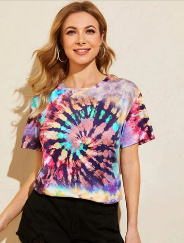 Blusa Tie Dye Mujer Moda Juvenil Ropa Multicolor Verano