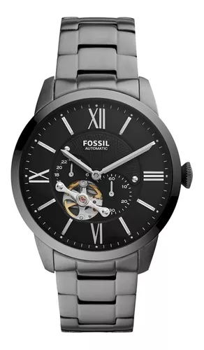 Reloj Hombre Fossil Townsman Automático De Piel Color de la correa Negro