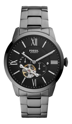 Reloj Hombre Fossil Townsman Automático De Piel Color de la correa Negro