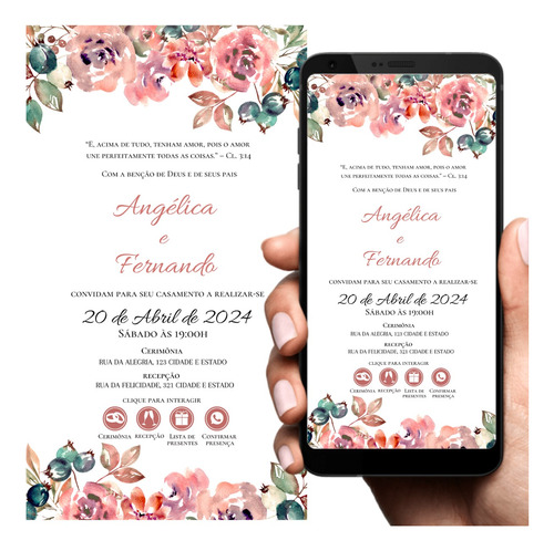 Convite Virtual Digital Interativo Personalizado Casamento