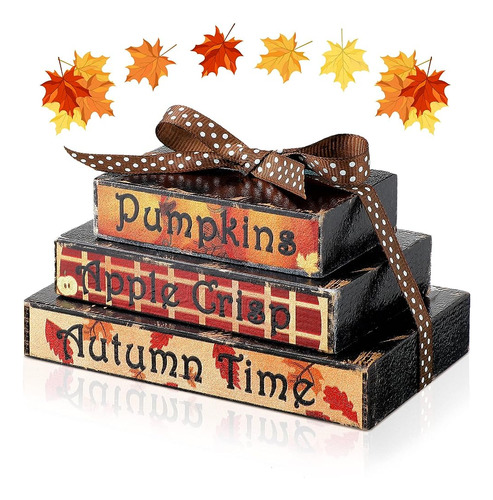 Fall Tiered Tray Decor 1 Set Mini Books Stack Decoration Con