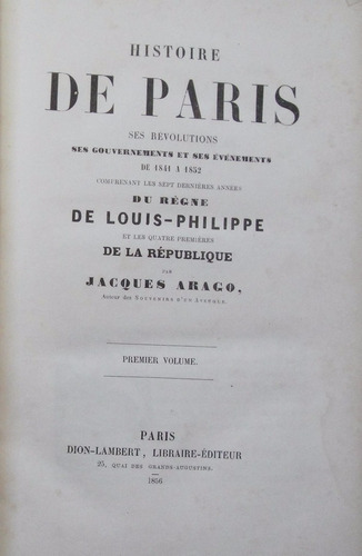 Historia Paris 1856 Grabados Revoluciones Luis Felipe 1841
