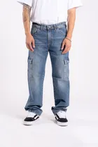 Comprar Jean Pantalon Cargo Oversize Relaxed Fit Azul Montana