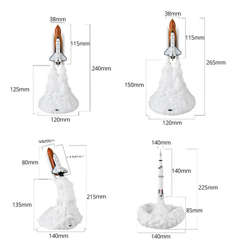 Lámpara De Lanzamiento De Cohetes Impresa En 3d, 21 Cm, Crea