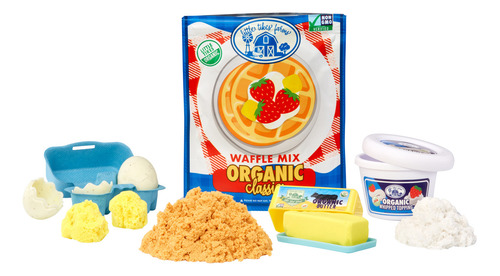 Little Tikes Creative Chefs Kit de Waffles - Set de Cocina Infantil con Arena Make-It! Mix, Máquina de Waffles Realista, 18 Accesorios y Mesa de Juego Plegable, No Comestible