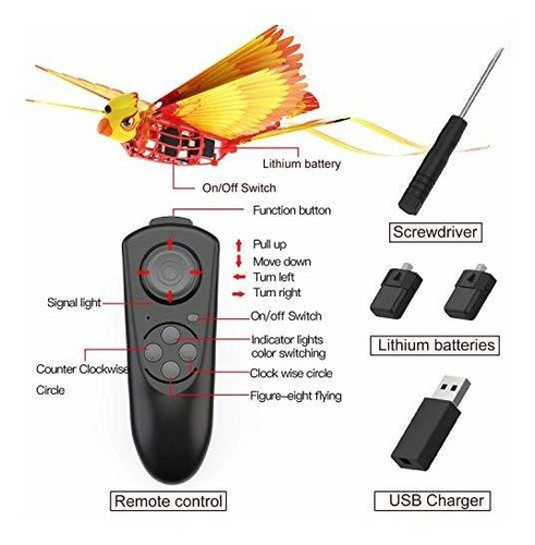 Hanvon Go Go Bird Flying Toy, Mini Rc Flying Bird Helicópte