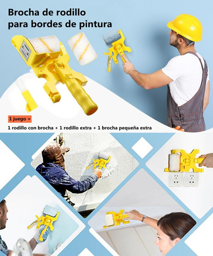 Imagen 1 de 10 de Kit De Rodillo Para Pintar Maneral Felpa Pared Pincel Esponj