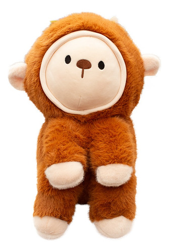 Changuito De Peluche Doble Expresión Suave Y Esponjoso 31cm Color Marrón
