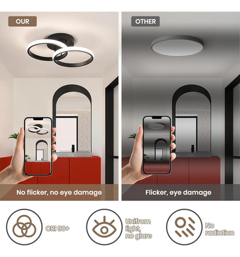 NIFUNA Lámpara De Techo Lampara Foco Decorativas Led Para Baño Moderna Colgante Lamparas Para Baño Lamparas Para Sala Lampara Decorativa Lamparas Para Interiores Luz Negra Lamparas Techo Led