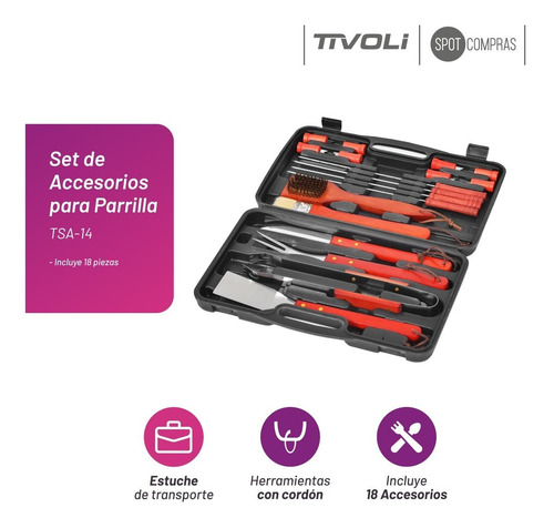 Imagen 3 de 9 de Juego Asador Tivoli Kit Asado Set Parrillero