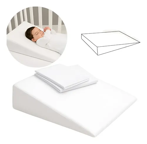 Bebê Travesseiro Anti Refluxo Rampa Berço Carrinho 2 Fronhas Branco — R$ 25,75 em Mercado Livre, 44% OFF