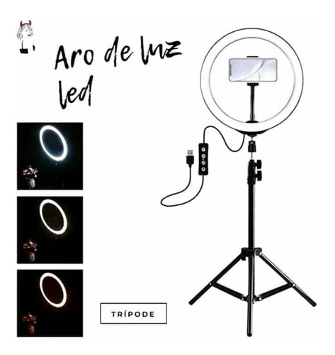 Aro De Luz Led Aro Del 10 Pulgadas  Soporte Para Cel +tripie