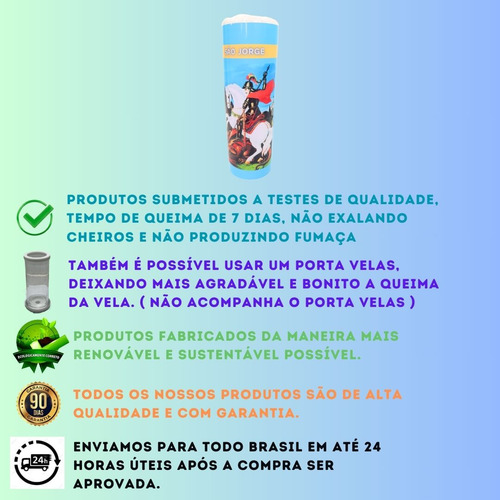 Vela 7 Dias Votiva São Jorge Azul 1 Unidade