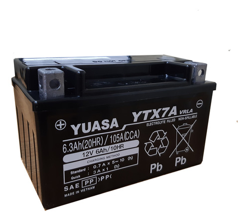 Batería Moto Yuasa Ytx7a-bs Gilera Custom Yl 150 05/15